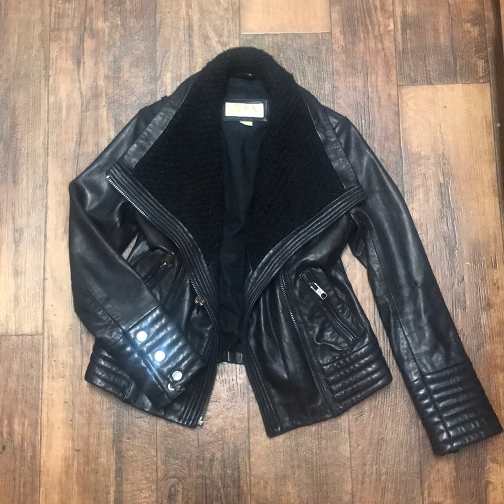 Michael Kors Fitted Black Leather Jacket